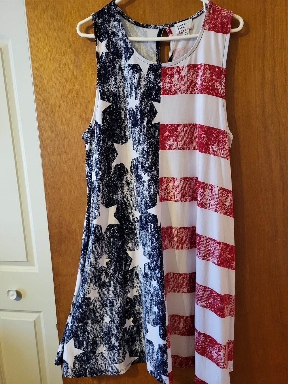 Liberty Park Woman's American Flag Tank Dress - Red, White & Blue